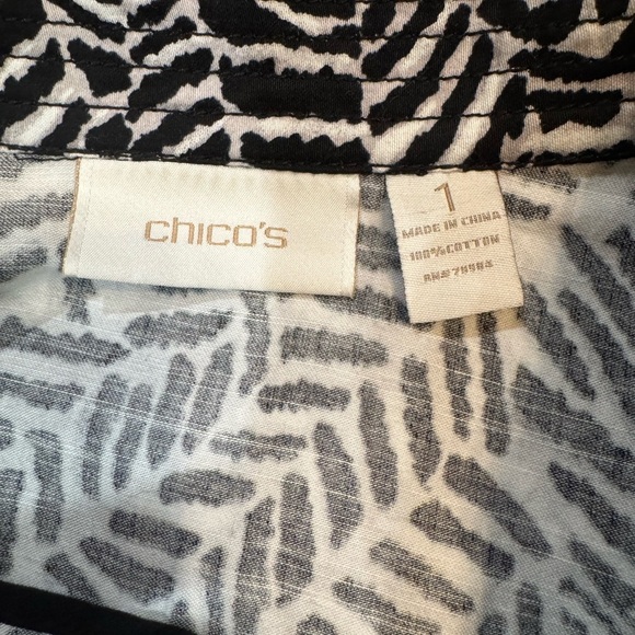 Chico’s size 1 Button-Up Black and White Dress Jacket US size Medium - Picture 9 of 10